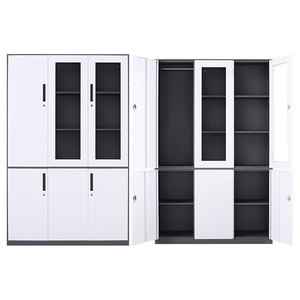 Filing Cabinet Factory's Modern Design Multi-functional Steel <b>File</b> Cabinet 5 <b>Glass</b> Doors Freestanding Storage School Hospital - Product Image 2