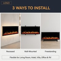 Cheminée Électronique Métallique Européenne et Américaine à Effet de Flamme Réaliste, Décorative, Murale, Intégrée, Chauffage Intelligent, pour Extérieur