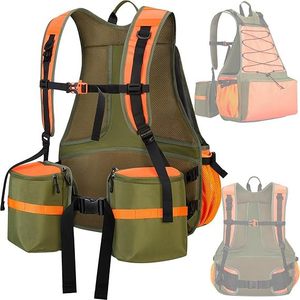 Gilet de chasse extérieur kaki taille unique en tissu Oxford, gilet tactique pour le camping et la pêche - Product Image 1