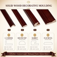Moulures décoratives en bois massif, 4 profils, finition acajou, décoration murale, cadre de porte, taille personnalisée