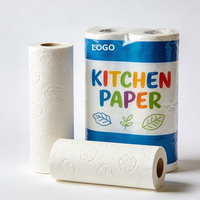 Vente en gros d'usine, rouleaux de cuisine jetables écologiques en pâte de bois vierge absorbante 3 plis, différentes tailles