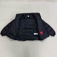 Veste d'hiver courte pour homme, en duvet noir, col montant, fermeture éclair, coupe-vent, décontractée, coupe régulière, couleur unie
