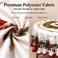 Nappe de Noël ronde ChamXue en polyester imperméable – Housse de table pour dîner de fête, décoration de Noël pour la maison