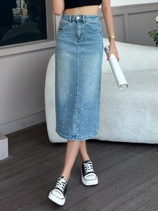 Jeans service OEM Modèle personnalisé Être livré <span class=keywords><strong>de</strong></span> force élastique Perceuse faciale brodée <span class=keywords><strong>de</strong></span> haute qualité La jupe 7359 # - Product Image 2