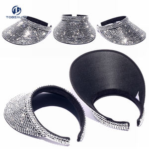 Chapeau de perles strass plein air mode pour femmes vente en gros visière vide diamant soleil visière - Product Image 4