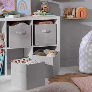Boîte carrée de collecte de jeans en <span class=keywords><strong>toile</strong></span> boîte de rangement pour l'organisation de la maison poubelle seau boîte de rangement pliable pour enfants bébé panier de rangement en tissu - Product Image 3