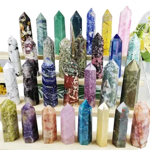 Hot Sale Energy Crystal Polished Beautiful Color Mixed Material Point Tower For Decoration