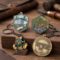 Porte-clés de football vintage haut de gamme en alliage de zinc avec logo personnalisé et accessoires, souvenir sportif de dessin animé