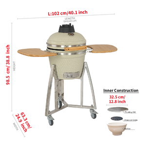 เตาบาร์บีคิวเซรามิก <span class=keywords><strong>Kamado</strong></span> ขนาด 16 นิ้ว ยี่ห้อ STEEL EGG สำหรับครัวกลางแจ้ง แบบพกพา ใช้ถ่าน พร้อมฟังก์ชั่นรมควัน - Product Image 2