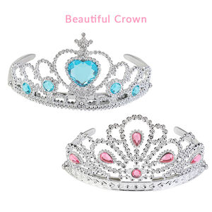 डीलक्स 18pcs बच्चों लड़कियों सामान श्रृंगार राजकुमारी पहनने योग्य मुकुट हार रिंगों कान की बाली जूते प्लास्टिक गहने सेट खिलौने - Product Image 4