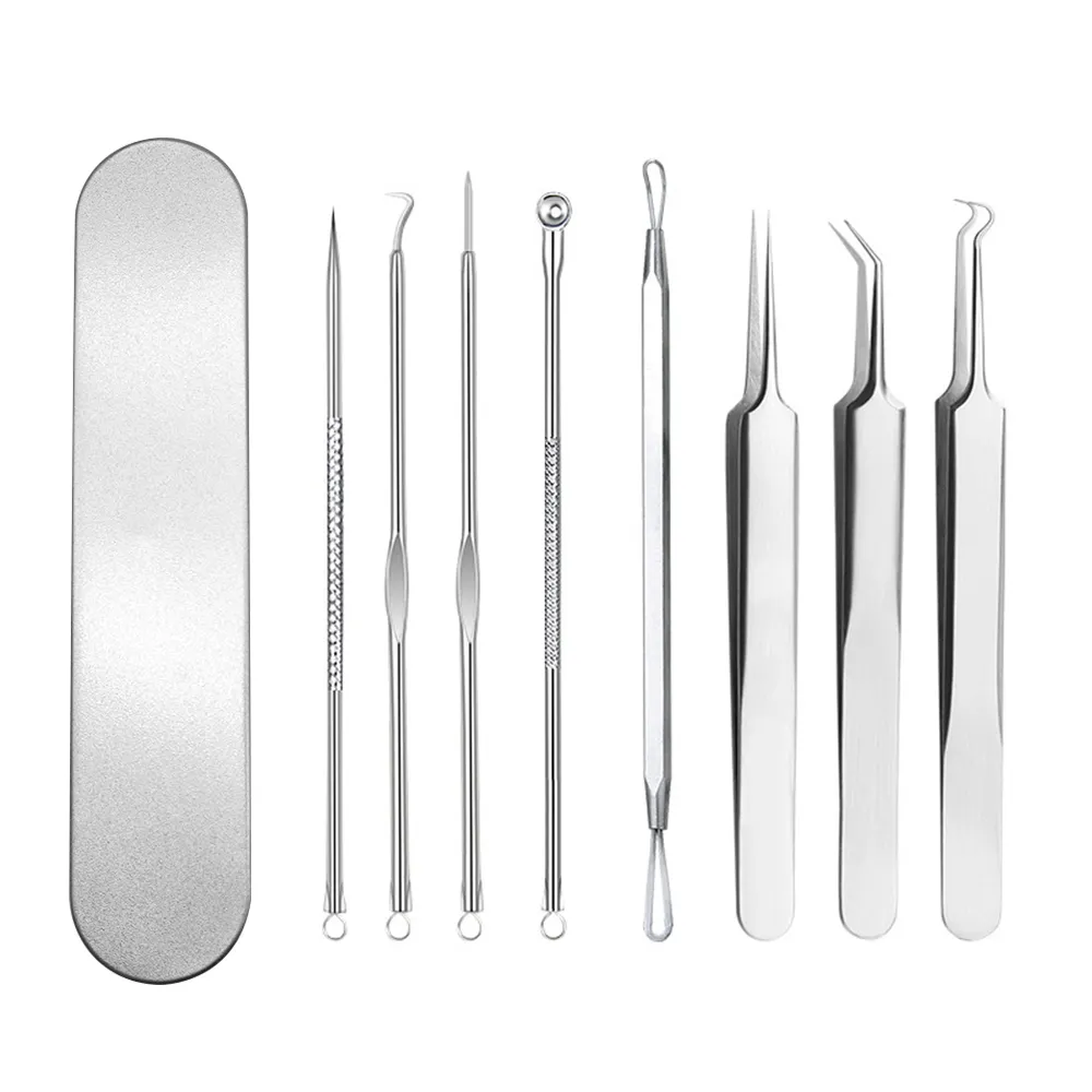 8 Pcs/Set Stainless Steel Acne Blackhead Removal Needles Pimple Spot Comedo Extractor Tools
