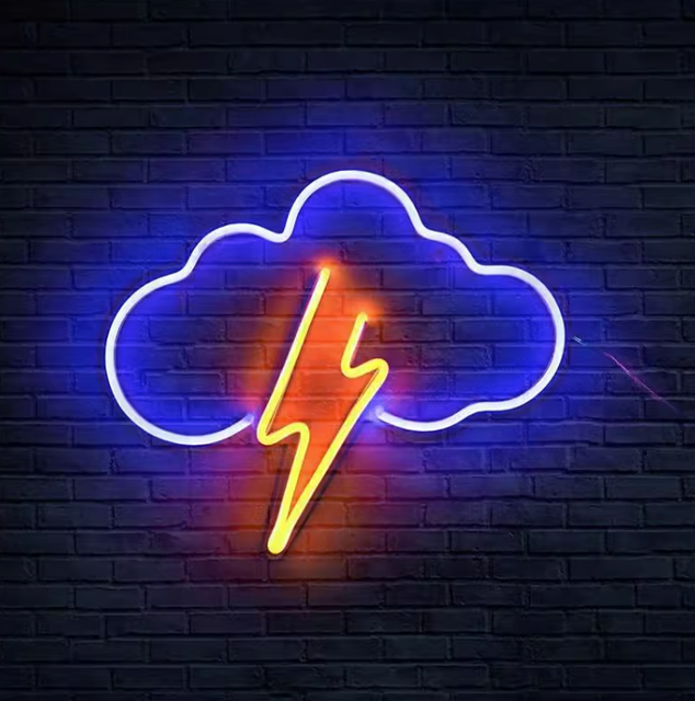 This Is Where the Magic Happens Neon Sign Oux Decor Light Blue Led lightning Bolt Neon Sign Decor