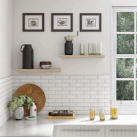 Étagères murales flottantes multifonctionnelles à double niveau en bois naturel moderne pour salle de bain et salon, écologiques