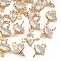 PandaHall SHEGRACE 20 connecteurs en laiton pavé de zircone cubique en forme d'œil de cheval pour la fabrication de bijoux