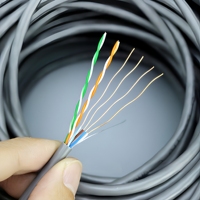 Cable de Red CAT5E de Cobre Libre de Oxígeno Sin Blindaje de 8 Conductores HS BK-27, Par Trenzado, para Conexión de Decodificador, Router y Ordenador
