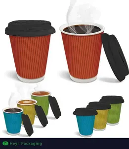 कॉफी कप ढक्कन के साथ कॉफी कप लोगो मुद्रित डिस्पोजेबल पेपर कॉफी कप