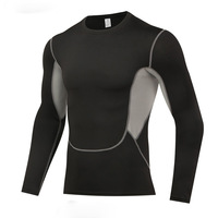 Vente en gros Chemise de compression à manches longues pour hommes Couche de base Workout Fitness Running Shirts Top Men's Gym Wears