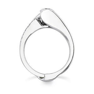 Anello da Donna F311 in Oro Bianco con Diamanti Neri Taglio Brillante Rotondo Colore D Naturale Gioiello di Fidanzamento - Product Image 2