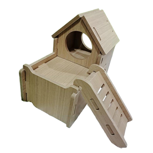 Legno moderno piccolo letto di animali con scivolo criceto labirinto casa di legno e criceto gabbia nascondiglio per gerbilli nani - Product Image 3