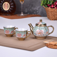 Nouvel ensemble de tasses à thé et soucoupes en céramique à motifs en relief, coffret cadeau 6 pièces, tasses à café arabes de luxe plaquées or