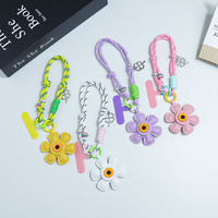 Lanière tissée TOLKA TK avec breloque fleur en cuir style Instagram et logo personnalisable - Longueur 0 cm