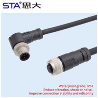 Connecteur OEM M12 étanche et résistant aux vibrations, droit/coudé, mâle/femelle, moulé, avec câble PVC/TPU, 2, 3, 4, 5, 6, 8, 12, 17 broches