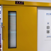 Porte coulissante hermétique à double battant en acier, à ouverture latérale, pour salle blanche de laboratoire hospitalier, certifiée CE ISO
