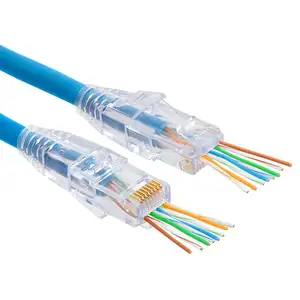 母以太网模块化插头cat5 8p8c rj 45连接器UTP通过ez连接器RJ45 Cat5e utp