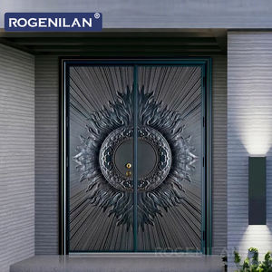 ROGENILAN Design moderne <span class=keywords><strong>Entrée</strong></span> de la maison et de la villa Double portes en alliage d'aluminium Design Portes principales forgées - Product Image 1