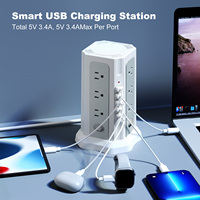 Meilleur Prix Multiprise Parafoudre Rechargeable 12 Voies+4 Ports USB-A+1 Port Type-C avec Fiche d'Extension et Courant Nominal 10A