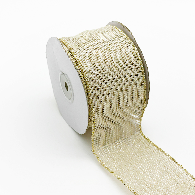 Gordon Ribbons Gold Glitter Decorative Wire Edged Wreath Ribbon for Home Bow Making
