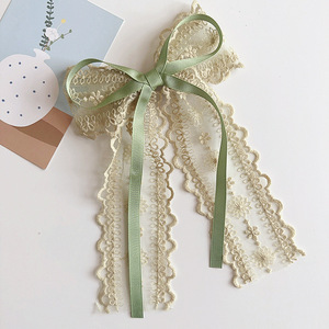 กิ๊บติดผมผ้าลูกไม้ติดผมสำหรับผู้หญิง,ที่หนีบผมประดับโบว์สองชั้นแฟชั่นใหม่ - Product Image 3