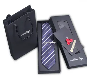 custom logo golden supplier fathers day gifts bow tie paper packaging box luxury men's tie set gift box