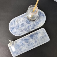 Stonekocc bleu cristal grand Grain plaque de marbre bleu marbre plateau de rangement luxe pierre plateau maison correspondant décoration objets