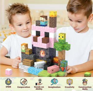 Bloques de Construcción Magnéticos Montessori 120 Piezas, Juguetes Sensoriales Apilables de Cerdito y Perro Héroe para Niñas y Niños de 14 Años en Adelante - Product Image 3