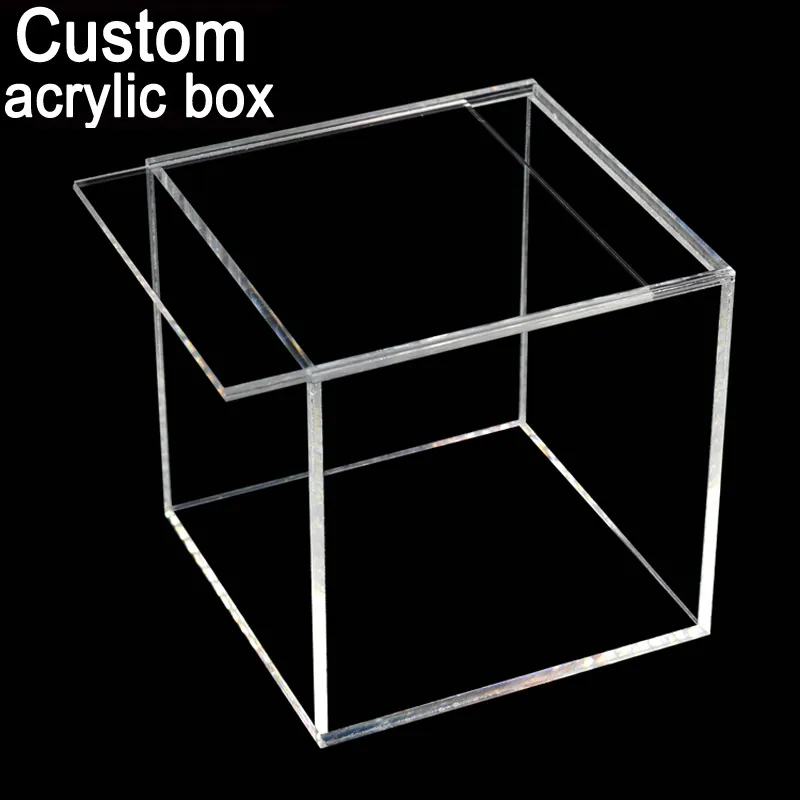 アクリルボックスカスタムクリアプレキシガラスアクリルディスプレイ5サイドボックス蓋/スライド蓋付きポークポキングモンカードブースターディスプレイボックスケース