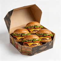 Boîtes à emporter pour hamburgers, étanches, avec impression de logo personnalisé, en papier kraft alimentaire, emballage alimentaire
