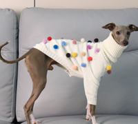 Nouveau pull de Noël festif à col montant en tricot pour chien, idéal pour les lévriers italiens et les whippets – Vêtement d'hiver pour animaux de compagnie