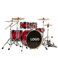 Ensemble de batterie acoustique en métal 5 pièces professionnel, pliable et réglable, avec cymbales, pour performance scénique - Vente en gros
