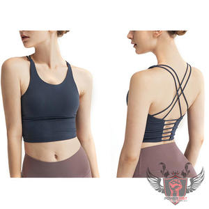 LuLu, Sujetador deportivo de alto impacto para mujer, sujetador de entrenamiento de Yoga ajustable con espalda cruzada, almohadillas extraíbles 80% NYLON 20% transpirable liso - Product Image 1