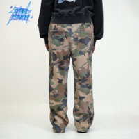 Ensemble de survêtement décontracté personnalisé pour l'automne, motif camouflage, avec fermeture éclair, coupe oversize, évasée et ample, effet délavé à l'acide, comprenant un pantalon de survêtement et un sweat à capuche