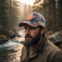 Gorra Trucker de Lona Camuflada Vintage de 6 Paneles con Malla y Parche de Goma en Relieve para Moda Hip Hop, Aventura al Aire Libre, Caza y Camping