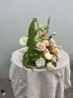 Boule de fleurs artificielle de haute qualité en soie, style vintage, roses blanches, hortensias verts, roses blanches, 60 cm, centre de table de mariage