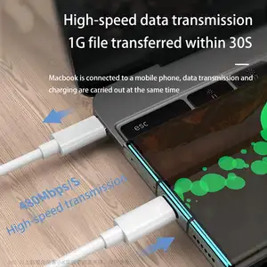 2024 공장 사용자 정의 뜨거운 판매 6ft 60W USB C to C 데이터 케이블 PD 고속 충전 케이블 Xiaomi 삼성