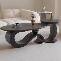 Villa de style nordique table basse de salon hôtel cadre en métal comptoir en marbre ensemble de table centrale au design unique meubles