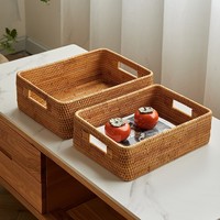 Panier de rangement géométrique moderne en bois doré écologique, 2 tailles, tressé à la main, pour aliments, organisateur de placard d'hôtel