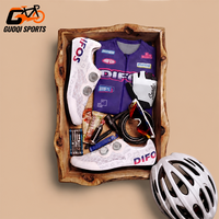 Chaussures de cyclisme sur route professionnelles GUOQI pour hommes, semelle en fibre de carbone, tige en tissu extensible, respirantes, boucle rotative, baskets de course