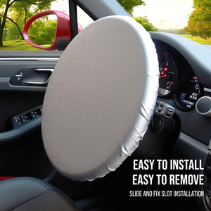 Funda Protectora <span class=keywords><strong>para</strong></span> <span class=keywords><strong>Volante</strong></span> de Coche con Recubrimiento Plateado 190T, 42cm, Universal, Aislamiento Térmico, Anti-UV - Product Image 2