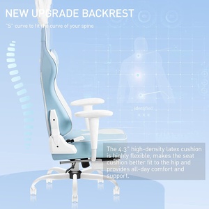 <span class=keywords><strong>Silla</strong></span> Gamer Reclinable de Alta Calidad 2023, <span class=keywords><strong>Silla</strong></span> de Carreras con Orejas de Conejo OEM, Sillas de Juego Color Azul Cielo para Niñas, con Reposapiés y Función de Masaje - Product Image 5