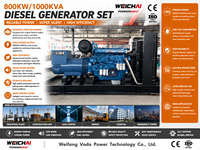 Groupe électrogène diesel silencieux Weichai Cummins 800kW/1000kVA, 250kVA, 300kVA, 400kVA, 500kVA avec alternateur Stamford pour alimentation de secours industrielle